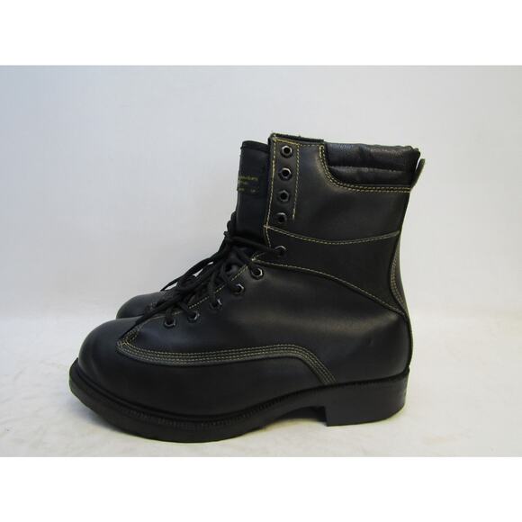 Mens Size 10 D Black Leather Lace Up Ankle Steel Toe Work Boots main image 8